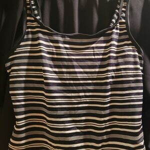 Elegant Black and White Striped Swim Camisole